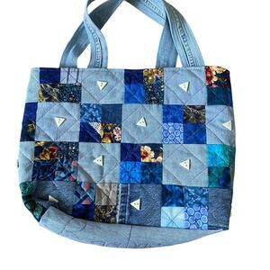Patchwork & Denim Upcycled Handmade Tote Bag